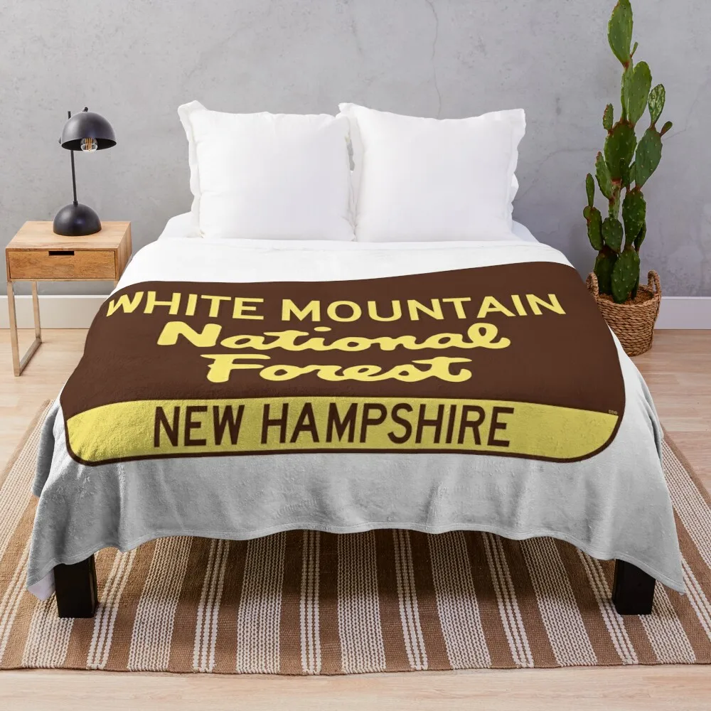 

White Mountain National Forest New Hampshire Sign Throw Blanket warm winter Shaggy Blankets For Bed Summer Blankets