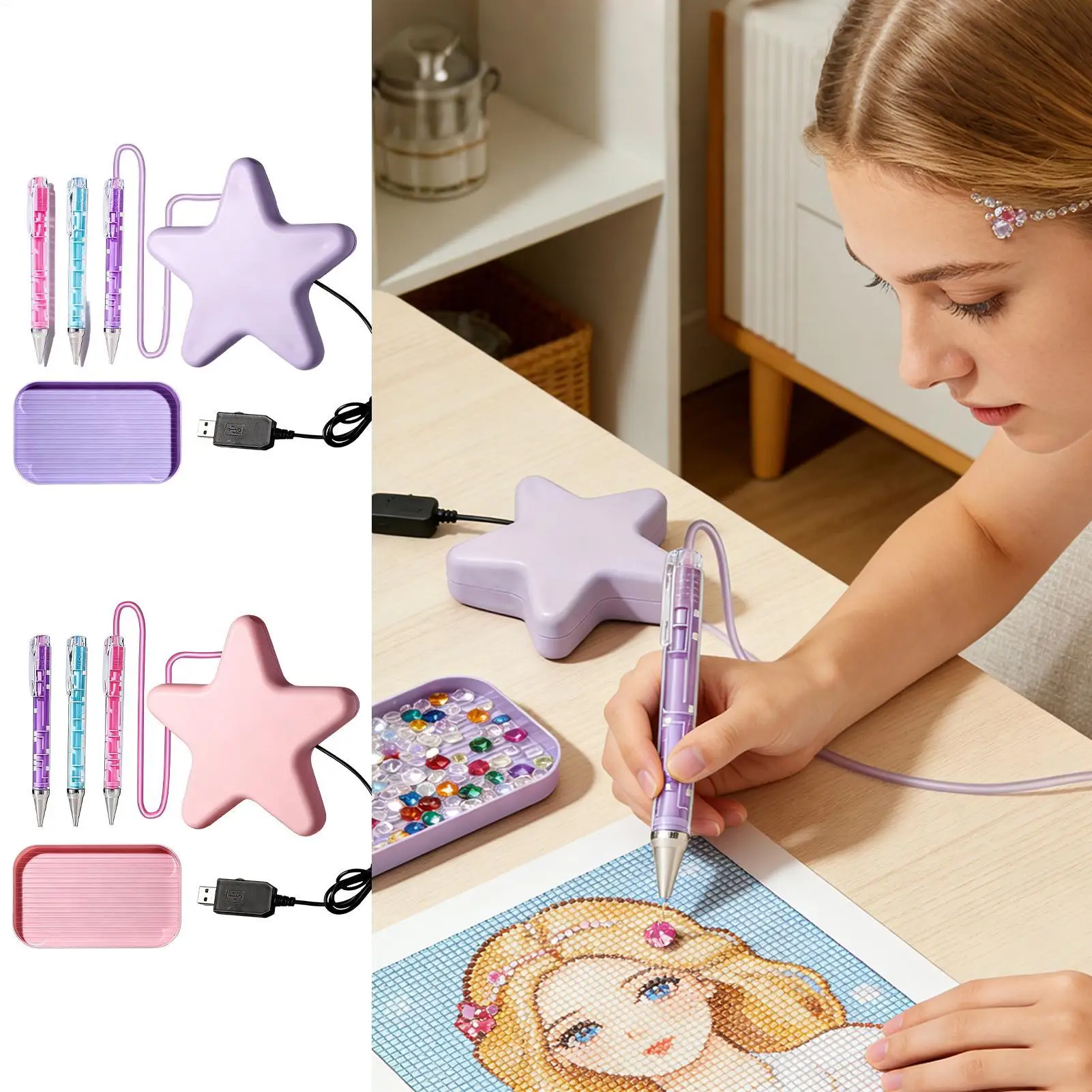 

Rhinestone Art Vacuum Pen Wax Free Bead Tools With Tray Rhinestone Art Pens For Craft DIY Home Decor Adults Beginner Christmas