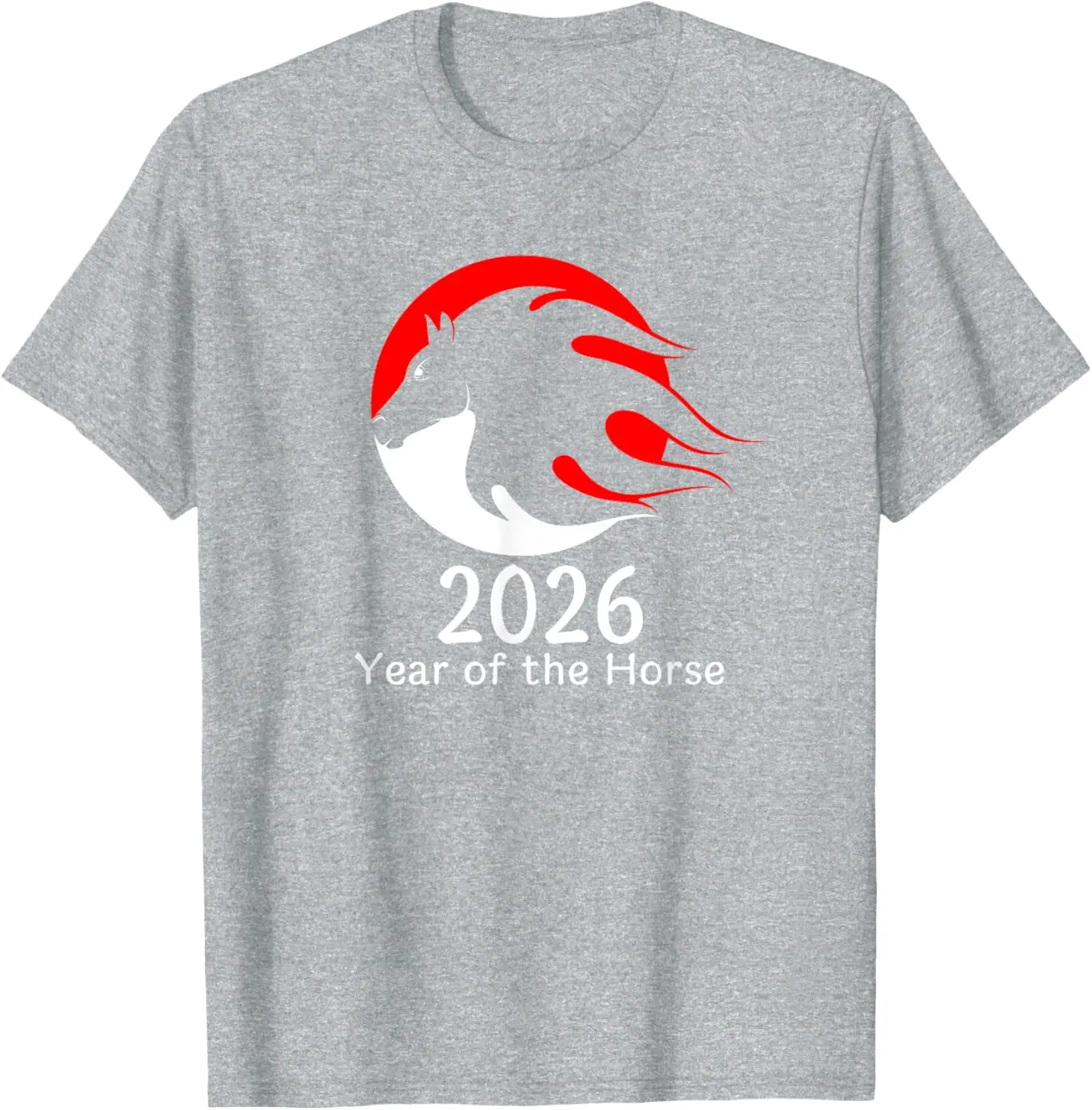 Year of The Horse 2026 Fire Horse Chinese Zodiac New Year Cool Trending Pattern Printed T-shirt Womans Crewneck Fashion Clothes
