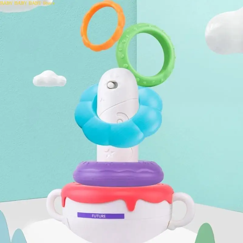 Q81A Niños Pensamiento lógico Juguetes sensoriales Tumbler apilando juego coincidente Modelo educativo Rainbow Tower Toy