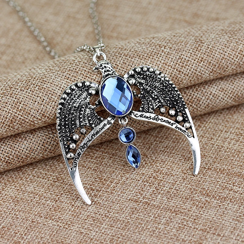 Ravenclaw Lost Diadem Tiara Crown You know who Eagle crown Blue Crystal Crown Pendant Magic School Necklace Movie Jewelry Gift