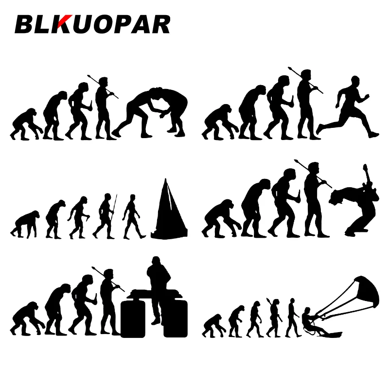 BLKUOPAR Kitesurfing Evolution Car Stickers JDM Creative Vinyl Decal Scratch-Proof Bumper Motorcycle Surfboard Car Accessories