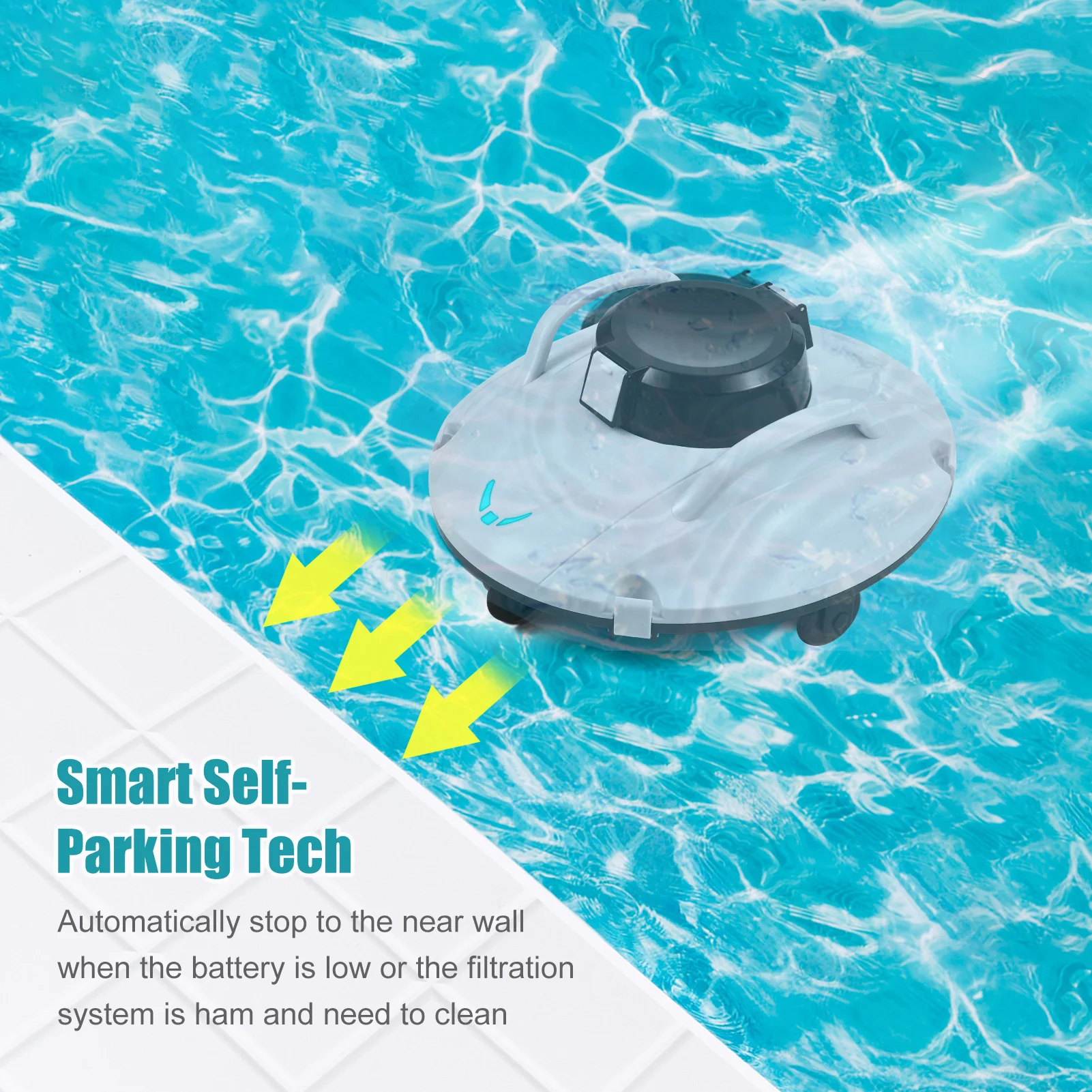 35W Cordless Vacuum Cleaner Robotic Pool  Lasts 90 Mins Swimming Pool Cleaning Robot