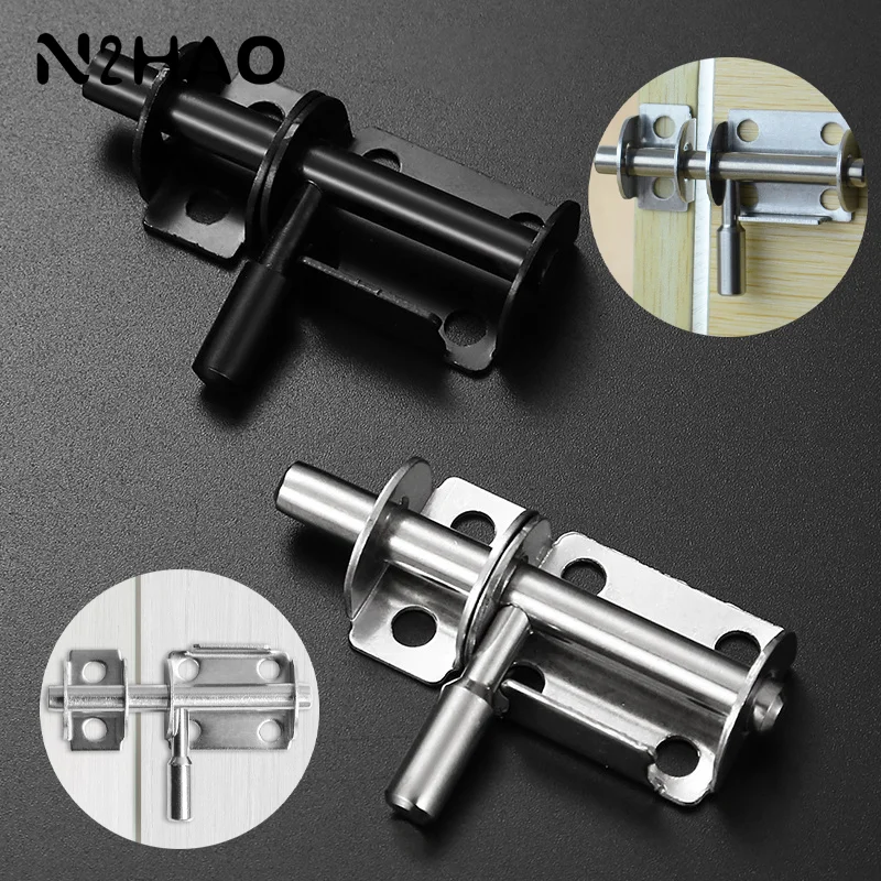 Stainless Steel Door Latch Solid Sliding Bolts Latch Hasp Home Hardware Gate Safety Toilet Door Lock