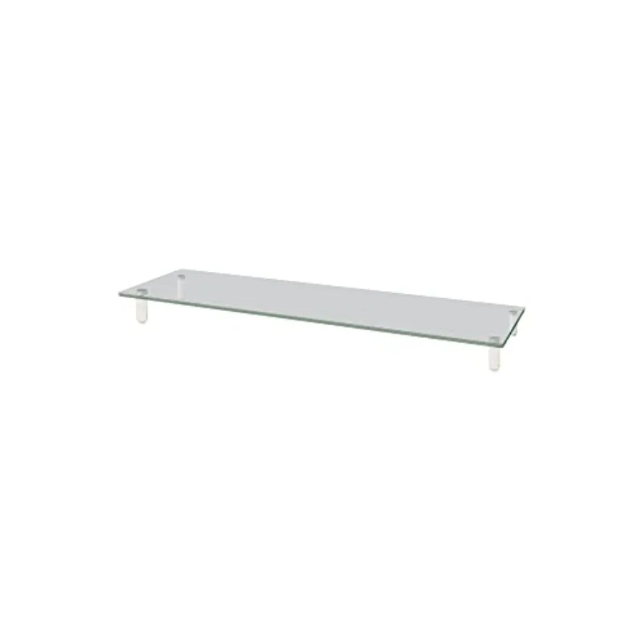 Glass Monitor Riser with 8mm Tempered Glass Platform and 60-Pound Capacity, Clear Glass MS380,3.3" x 39.4" x 10.2