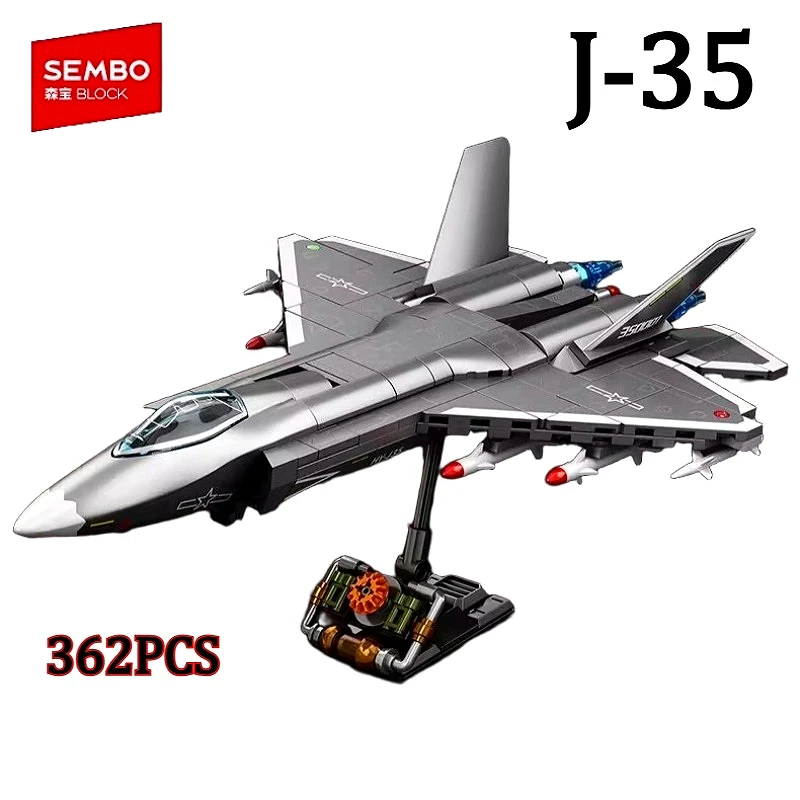

SEMBO J-35 Carrier Based Fighter Jet Model Building Blocks New MOC Military Series Aircraft Plane Assembling Bricks Toys Gift