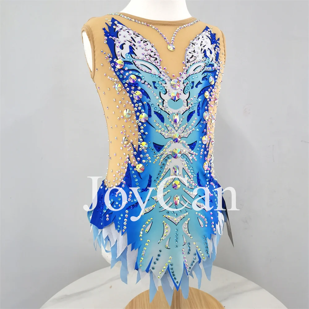 JoyCan Rhthmic Gymnastics Leotards Girls Women Blue Spandex Elegant Dance Wear for Competitiion