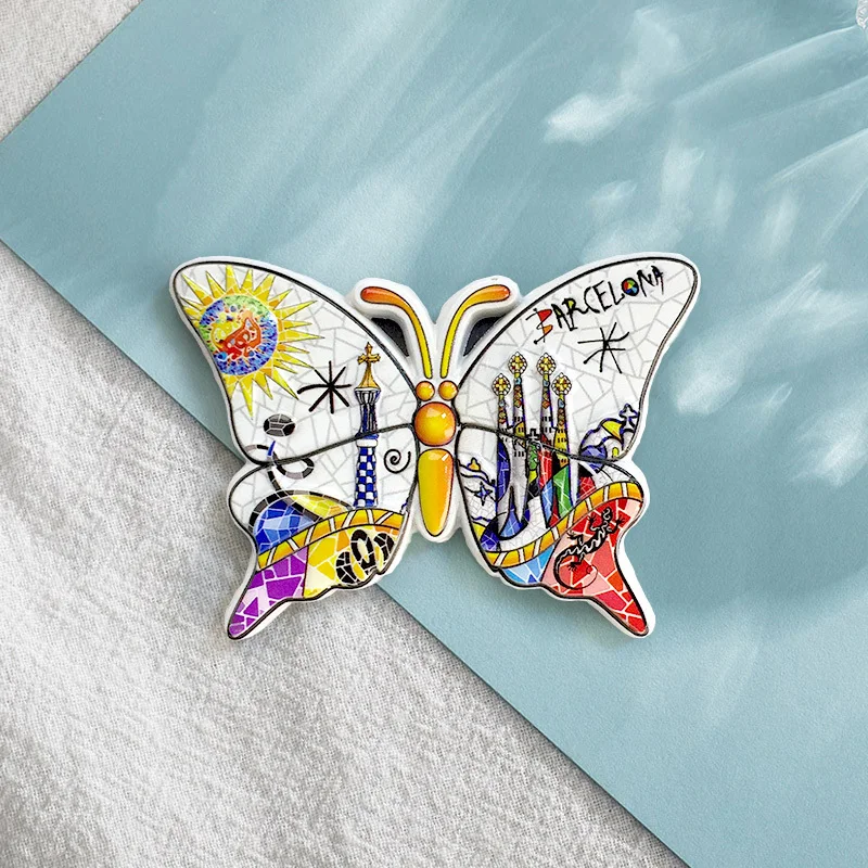 

Spain Barcelona Unique Creative Butterfly Fridge Magnet Travel Souvenir Home Exquisite Decoration