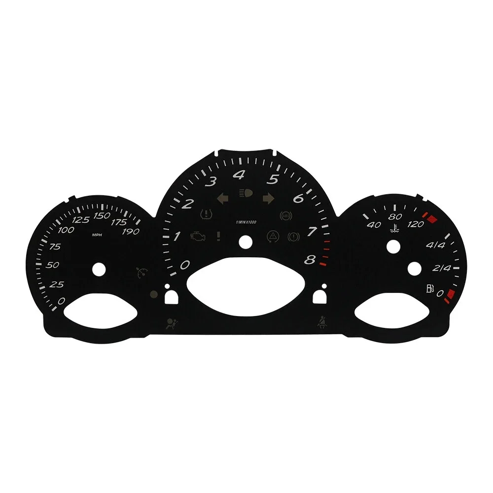 Gauge Face for Porsche 987 Boxster Cayman Instrument 190MPH, 8000rpm Black/Yellow/Red image 3