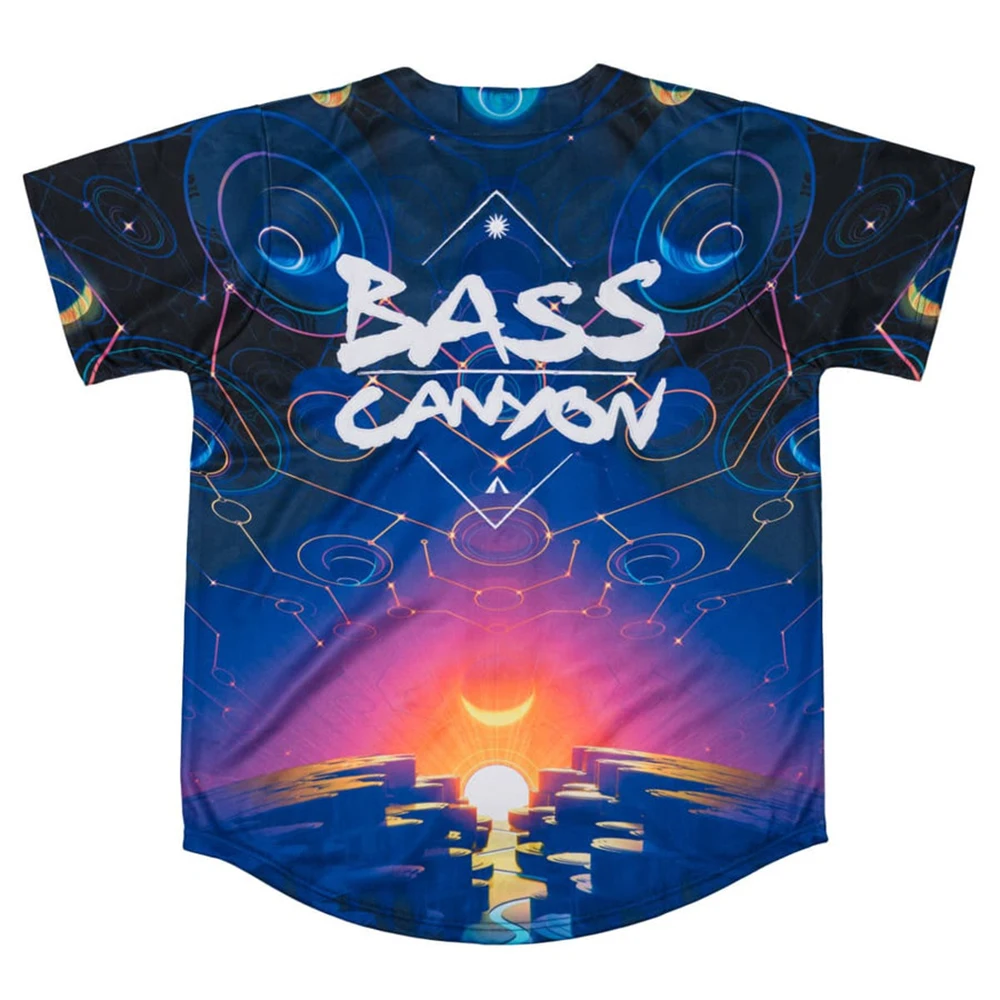 Excision Mercch Baseball BASS CANYON Jersey Harajuku Thin button Baseball Uniform Men/Women Baseball Jersey