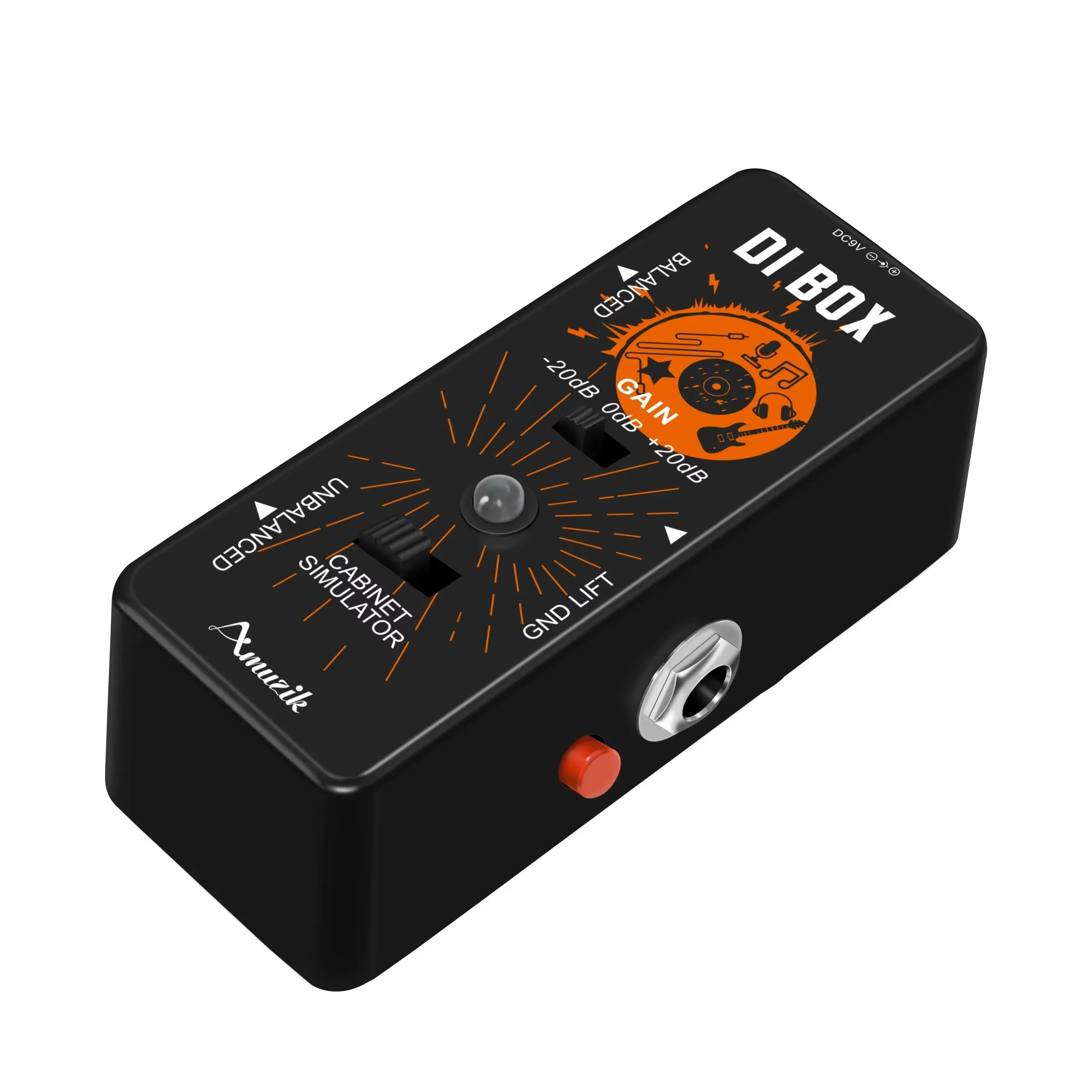 Amuzik Guitar Direct Box DI BOX Pedal Input Smart Cabinet Simulation Effector Ultra Low Distortion DI-1 Pedals Rowin Sub