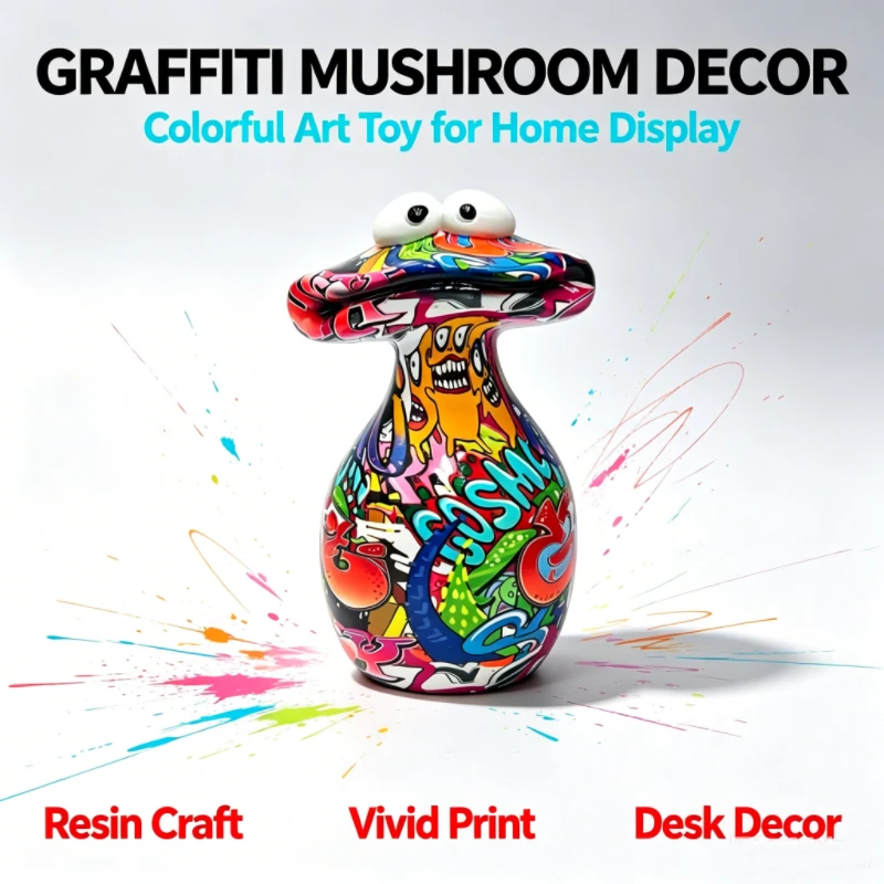 Color splashing ink art mushroom figure Internet celebrity cartoon living room desktop atmosphere decoration collection