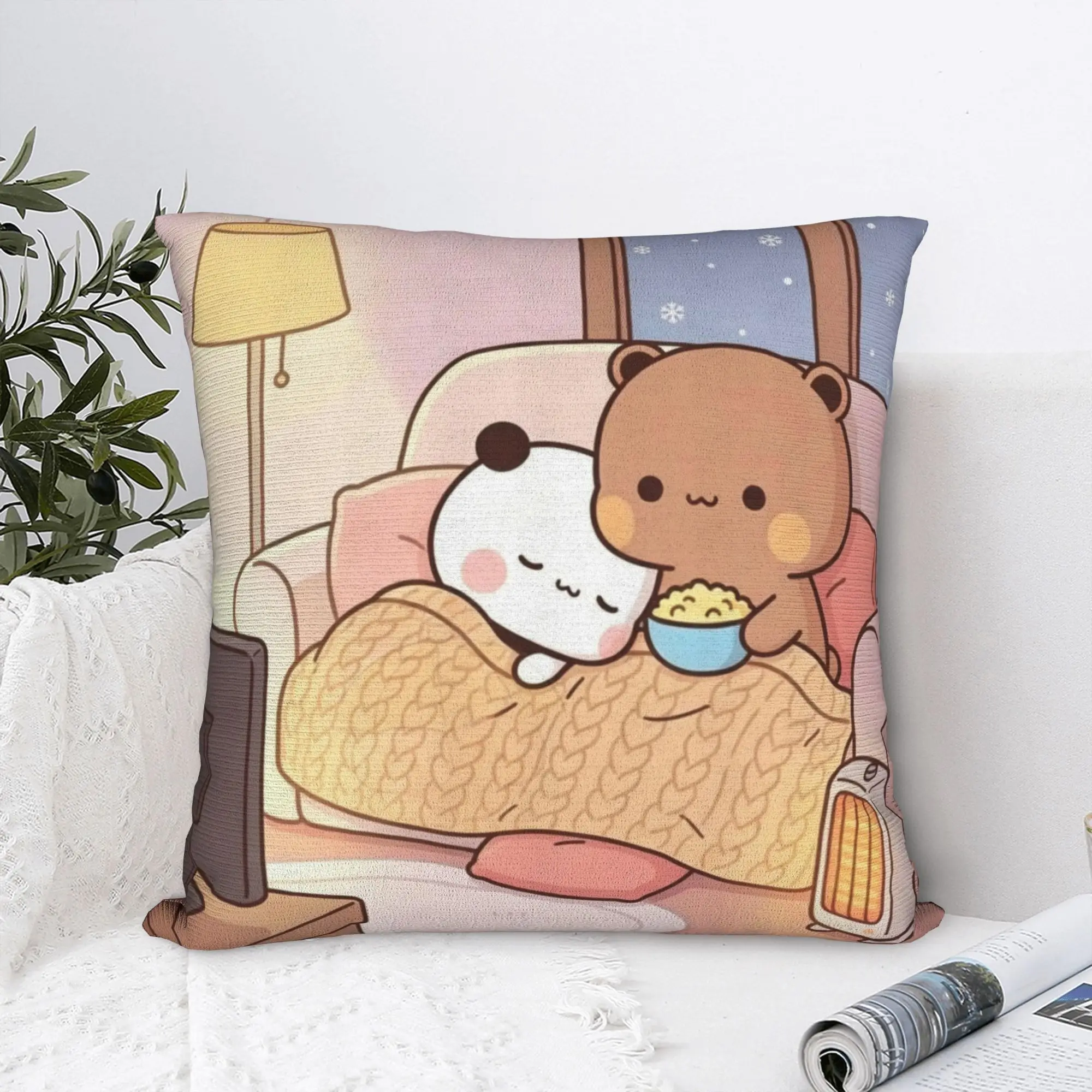 Cartoon Panda Bubu Dudu Square Pillow Cases  Cushion Covers Customized Polyester Decorative Pillowcase for Car 18