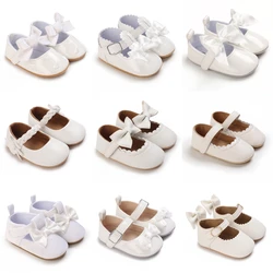 0-18 mesi bianco neonatale suola morbida ragazza tomaia PU suola in gomma antiscivolo scarpe da principessa carine scarpe da passeggio per bambini