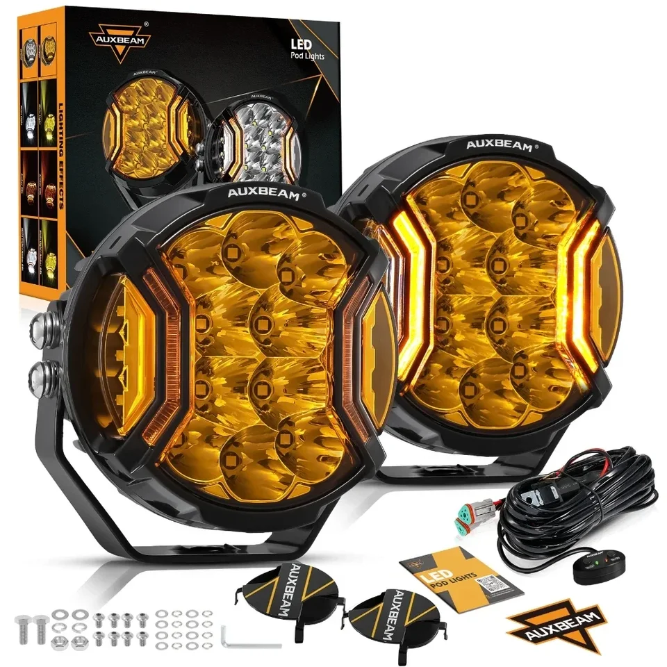 【Kaz】Auxbeamワークライト AUXBEAM LED ドライビングライト 3/5/7 インチ スポットフラッドコンボ