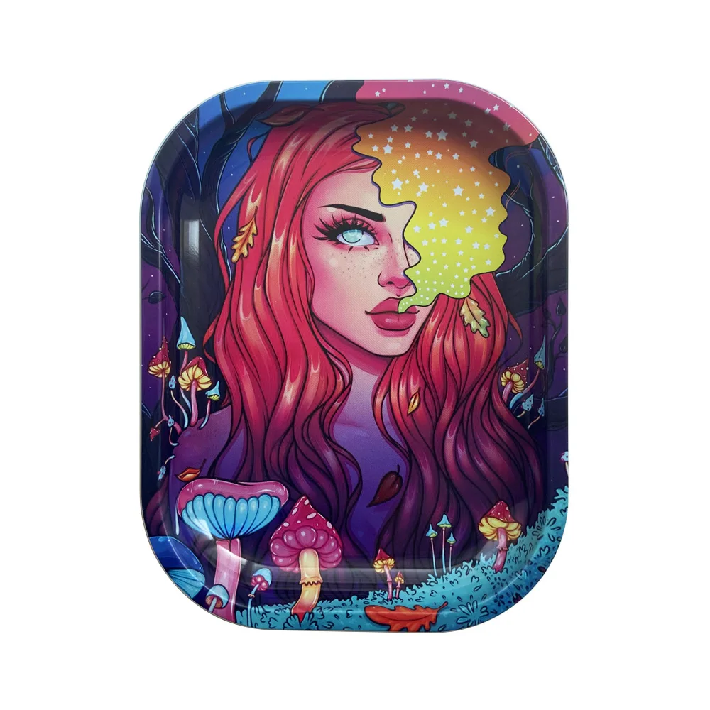 Nice Print Rolling Storage Tray Durable Metal Plate Easy Clearning Container Accessories 180*140mm