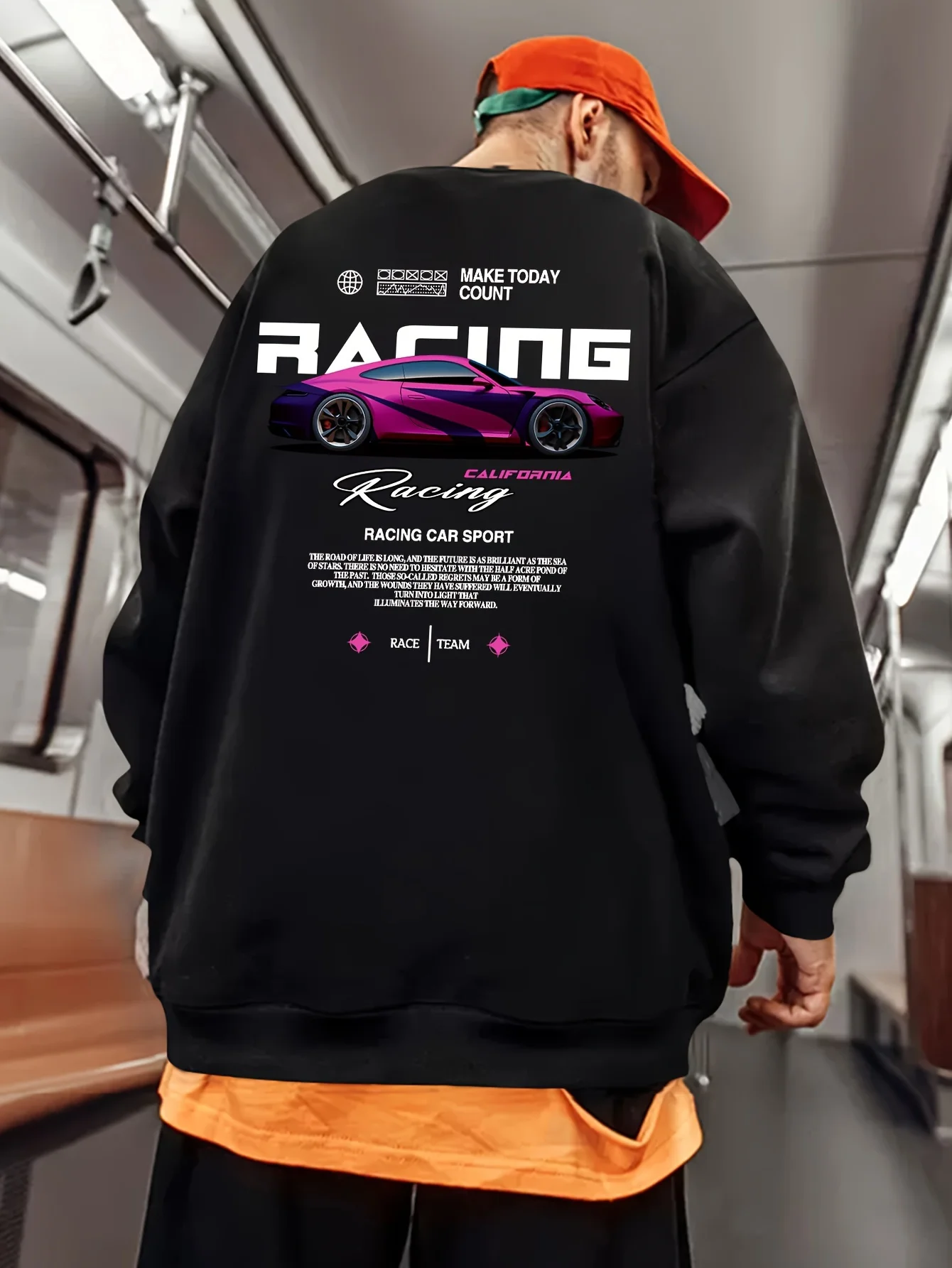 Camisa deportiva elegante y versátil para hombre con estampado RACING CAR SPORT, con un cómodo diseño de manga larga