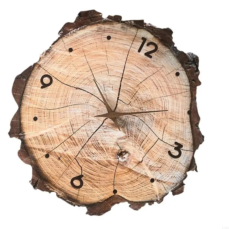 Decorative Grains Wall Clock with Tree Stump Print for Stylish Home Decors