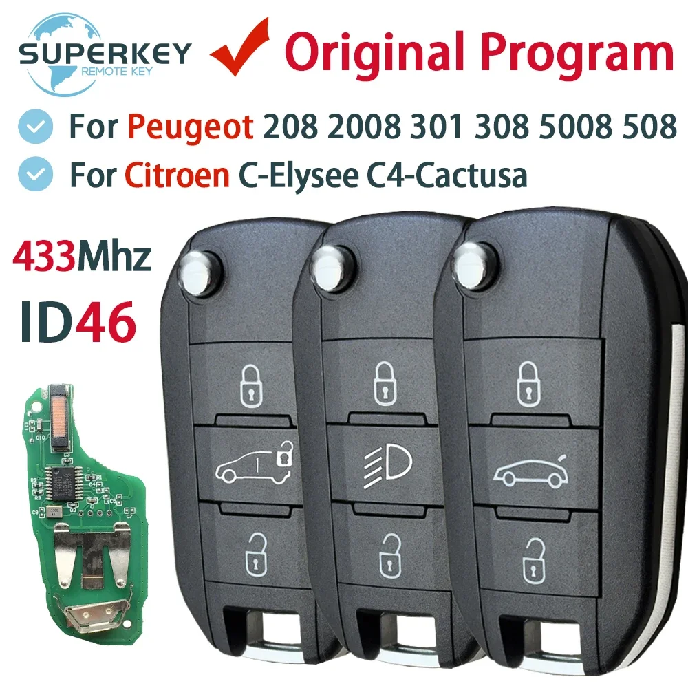 

OEM-чип для Peugeot 208 2008 301 308 508 5008 Citroen C-Elysee C4-Cactus Hella HU83 VA2 433 МГц 46 чип-откидной дистанционный автомобильный ключ