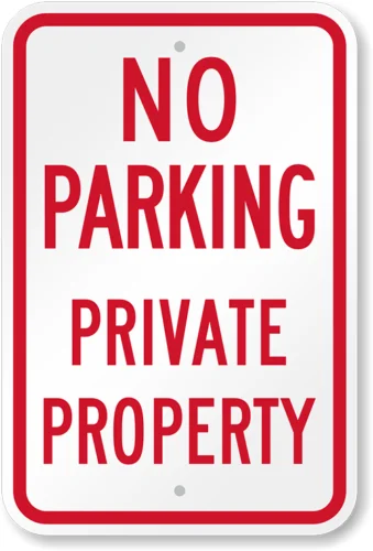 No Parking Private Property Sign Weatherproof Aluminum 8\