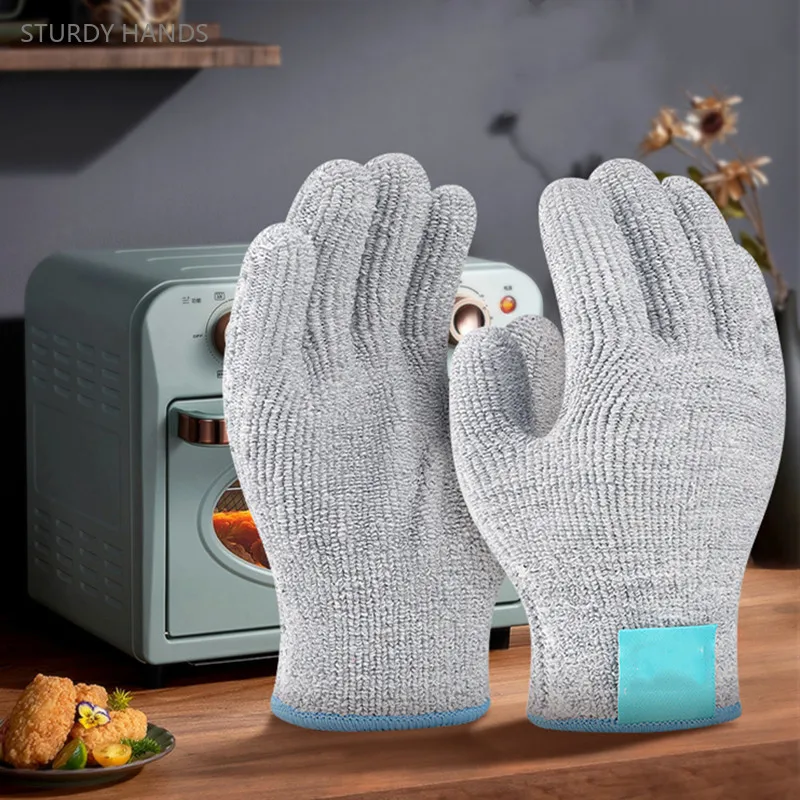 

1 Pair High Temperature Gloves 300 /500 Degrees Microwave Oven Baking Industry Heat Insulation Fireproof Five Fingers Gloves