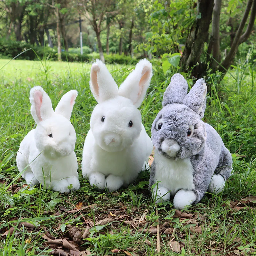 

Plush simulated rabbit doll cute white rabbit doll plush sitting position gray rabbit children's birthday gift wholesale