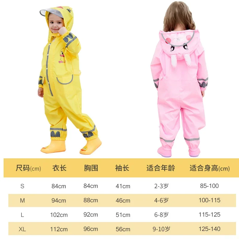 Kids Raincoat with Hooded High Visibility Reflective Rainsuit Rainwear Breathable Rain Coat Jacket Hiking For Boy Girl Students