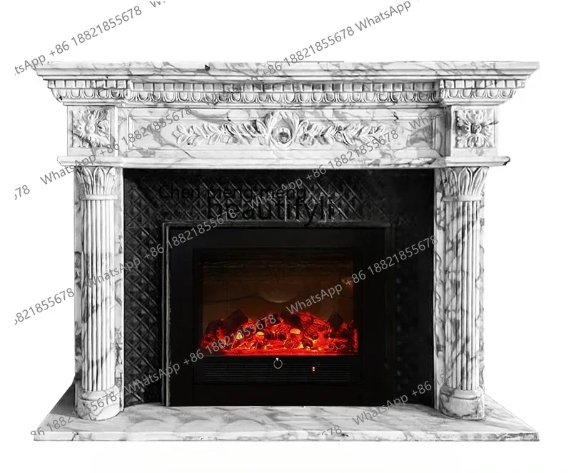 D178  Y   Natural marble fireplace decorative cabinet pattern stone carving large white stone fireplace sculpture