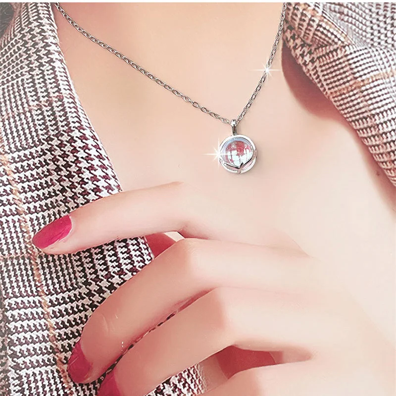 Cao Cấp S925 Bạc Xương Đòn Dây Chuyền Nữ Trang Sức Thời Trang Mặt Đá Mặt Trăng Thiên Nai Sừng Tấm Mặt Dây Chuyền Đẹp, Mặt Dây Chuyền Nam Nữ Ánh Sáng Cao Cấp Bé Gái Tặng