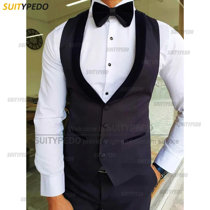 

2022 New Fashion Men's Slim Fit Formal Suit Black Solid Color Causal Single Breasted Shawl Lapel Business Waistcoat Sleeveless