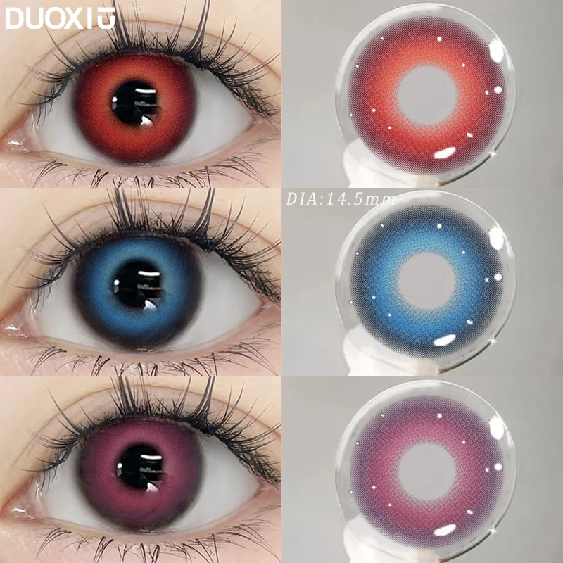 DUOXIU 2PCS Nuove Lenti A Contatto Cosplay per Gli Occhi Anime Con Grado Contatti Colorati Halloween Alunni Trucco Lenti A Contatto 14.5mm