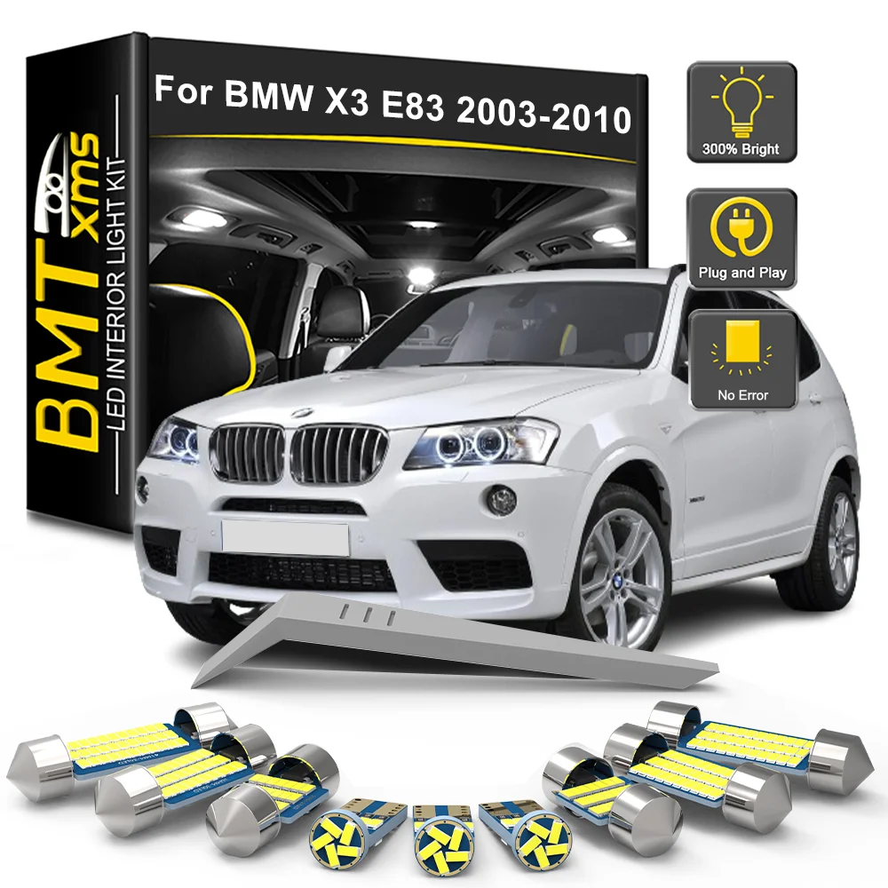

BMTxms 12Pcs For BMW X3 E83 2003 2004 2005 2006 2007 2008 2009 2010 Canbus LED Interior Light Car Dome Trunk Lamp Accessories
