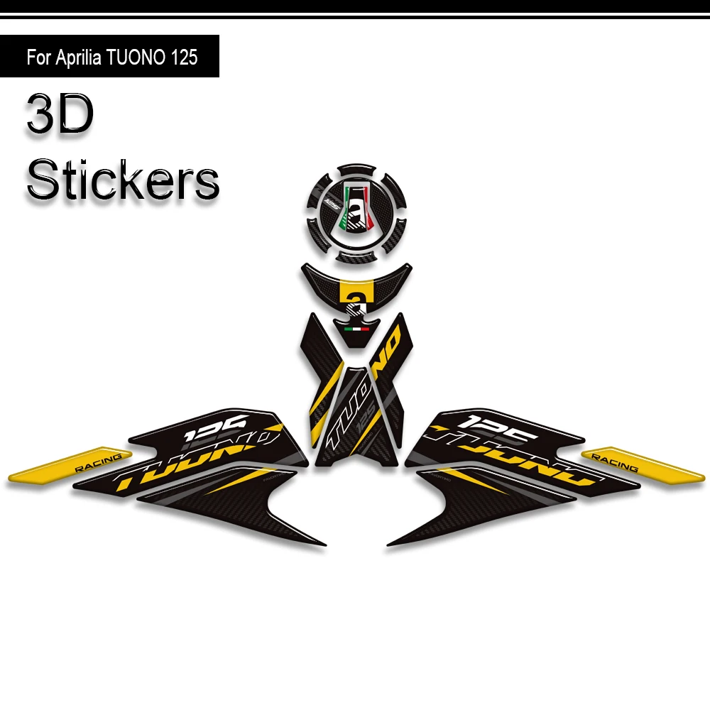 아프릴리아 투오노 125용 오토바이 탱크 패드 3D 바이크 캡 그립스 연료 키트 무릎 스티커 데칼 보호 액세서리
