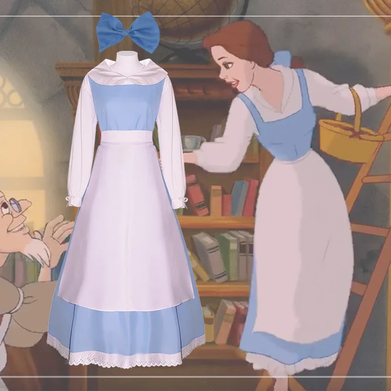 

Beauty And The Beast Belle Maid Costume Cosplay Dress Princess Costume Performance Halloween Lolita COS Dress