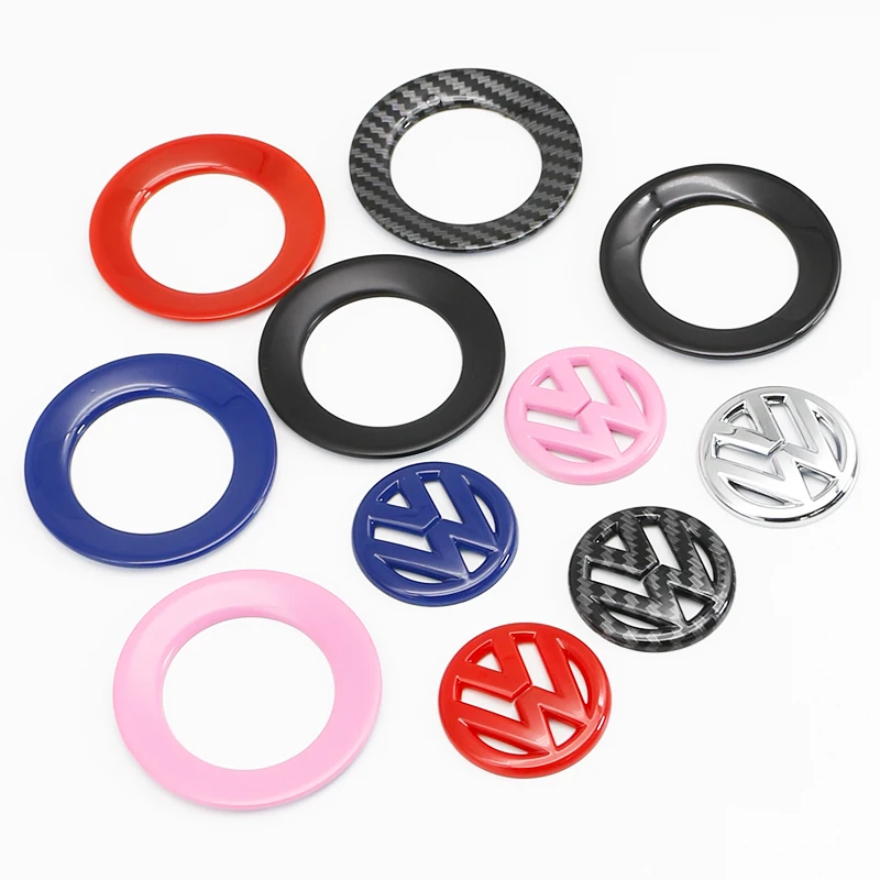 

ABS Carbon Fiber Pattern Car Logo Steering Wheel Decoration Sticker Accessories For VW Passat Golf 5 6 R Line Gti Polo Scirocco