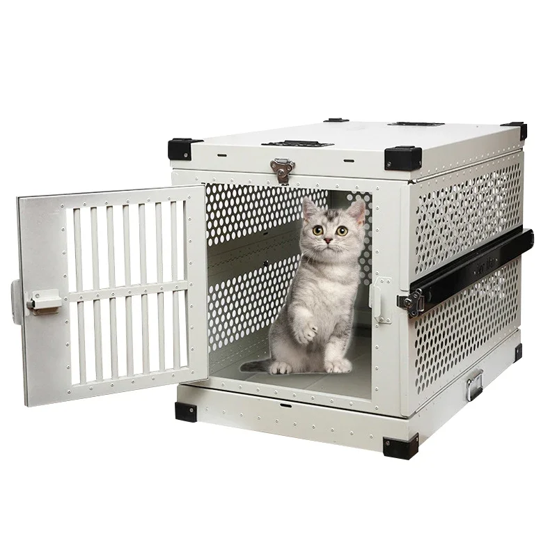 Wholesale Large Aluminum Aviation Dog Carrier Expandable Dog Kennel Pet Cage Transport Box Cage Pet Travel Carrier