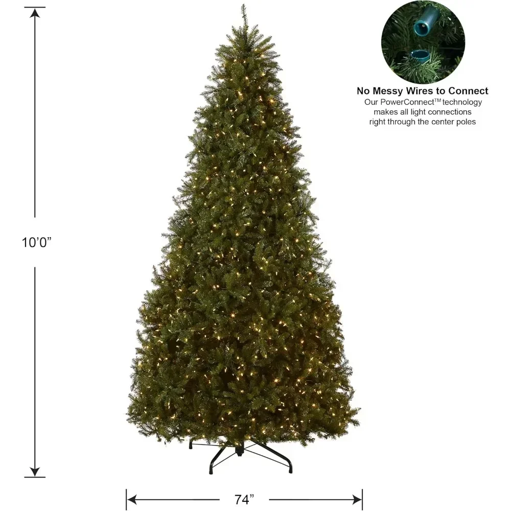 Christmas Tree,Green Dunhill Fir, Dual Color LED Lights, Includes PowerConnect and Stand,Pre-Lit Artificial Full Christmas Tree