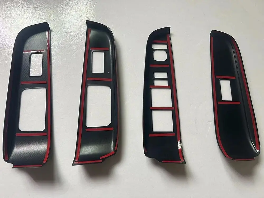 LHD 6pcs/lot ABS carbon fiber grain or wooden grain car window lift panel decoration cover for 2012-2015 Toyota camry MK7