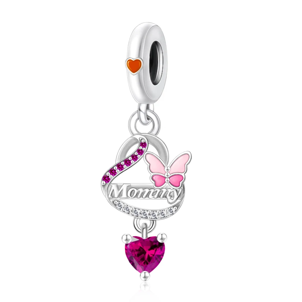 

Pan Charms Original Butterfly Heart Mommy Dangle Charm Bracelet Pendant Jewelry