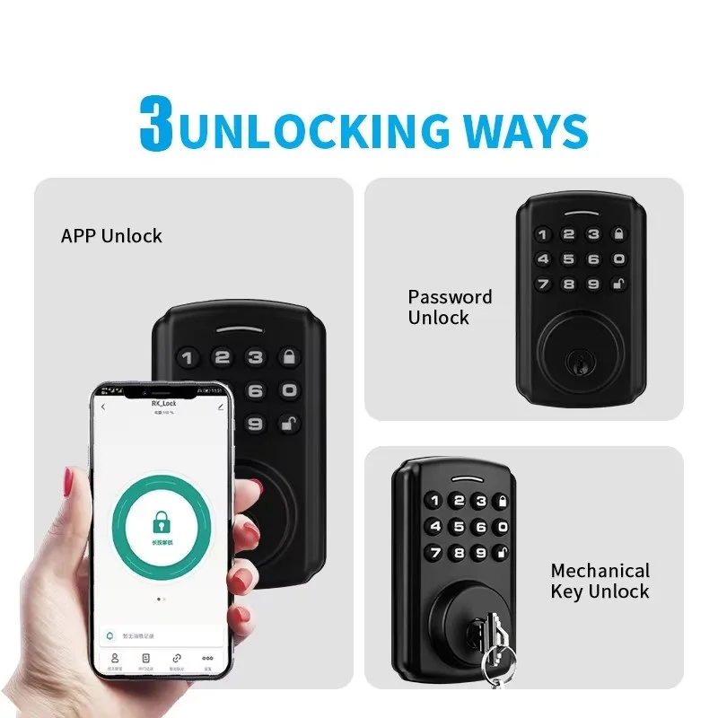 Tuya Digitale Tastatur Smart Lock Mechanische Schlüssel Automatische Riegel Passcode Keyless Gate Lock Ble Wifi Hause Tür Elektronische Schlösser