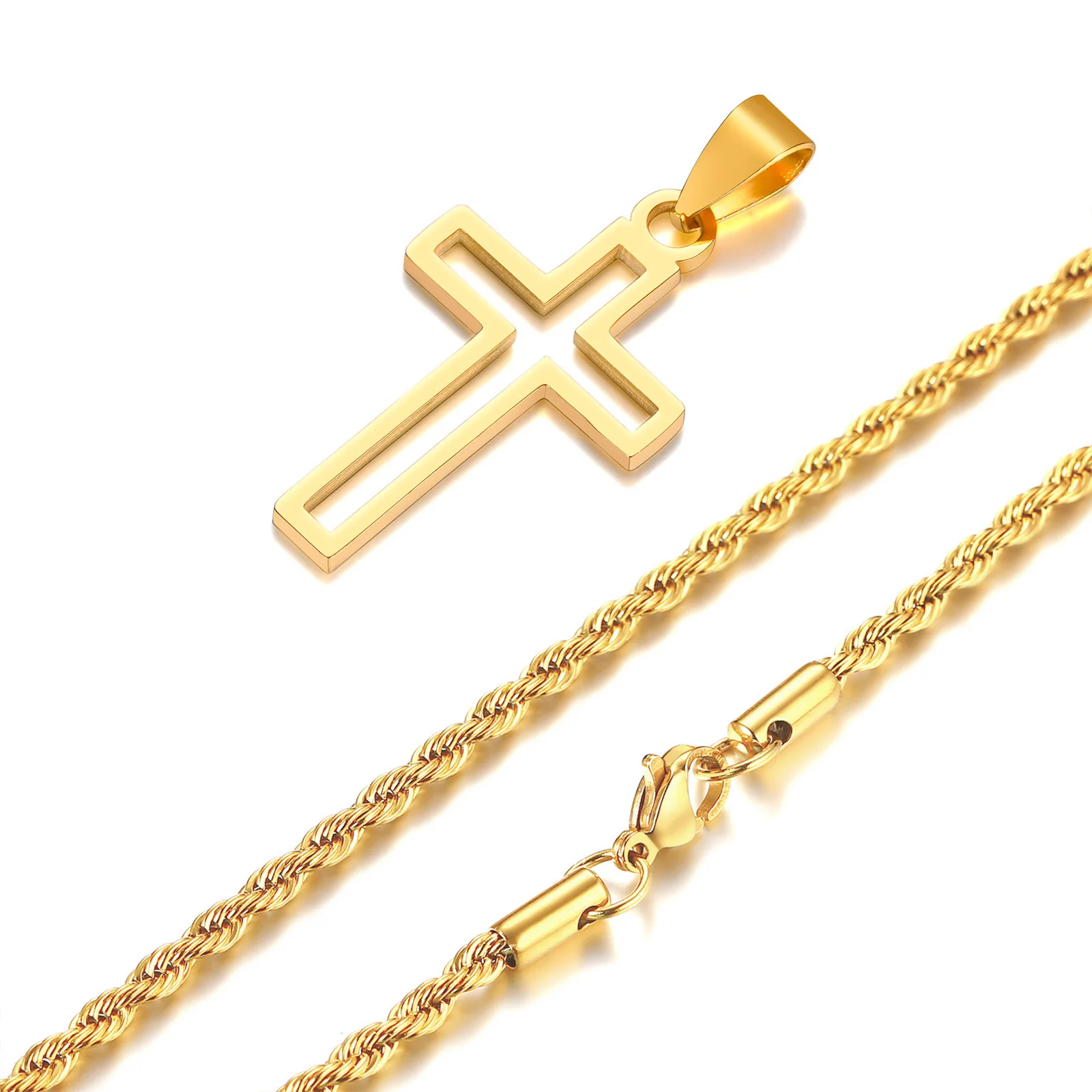 Herren ausschnitt Kreuz Halsketten, wasserdichter Edelstahl hohl Kreuz Anhänger Kragen, religiöser Glaube Christus Geschenks chmuck
