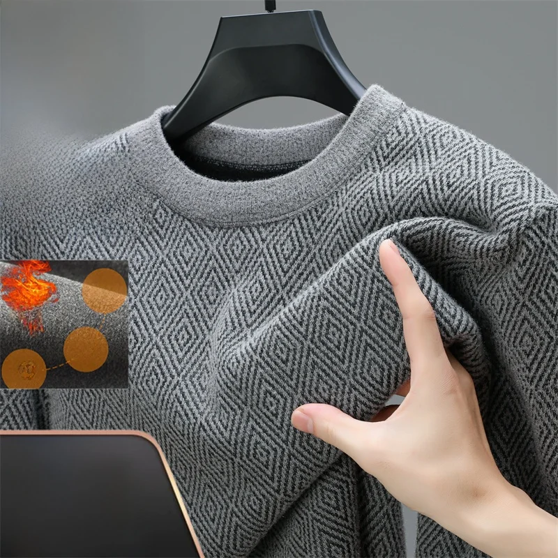 Fce Foderato Maglione lavorato a maglia rotondo Ne Thiened Winter Faion Base irt Camere da uomo Maglieria calda Casual Sle Long Sl...