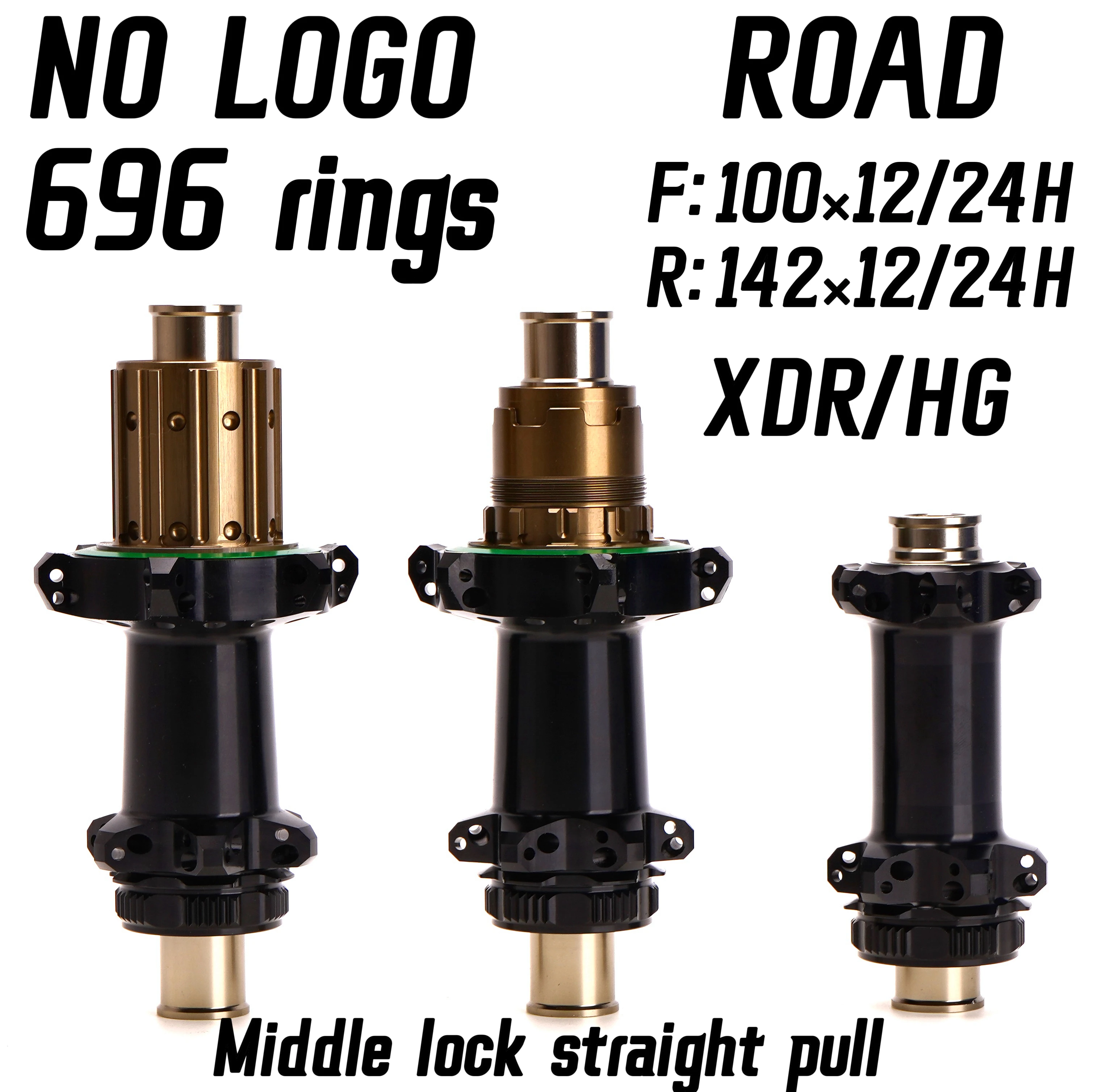 

No Logo 696 Ring Bicycle Hub Seal Bearing Direct Pull Lock Disc Brake 24 Hole Road Hub HG 8-11S XDR 12S 142 * 12 100 * 12