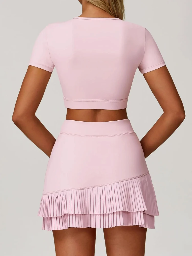 Women Tennis Skirt High Waist Yoga Shorts with Pockets Pleated Quick Dry Sports Skirt Workout Athletic Dress Activewear