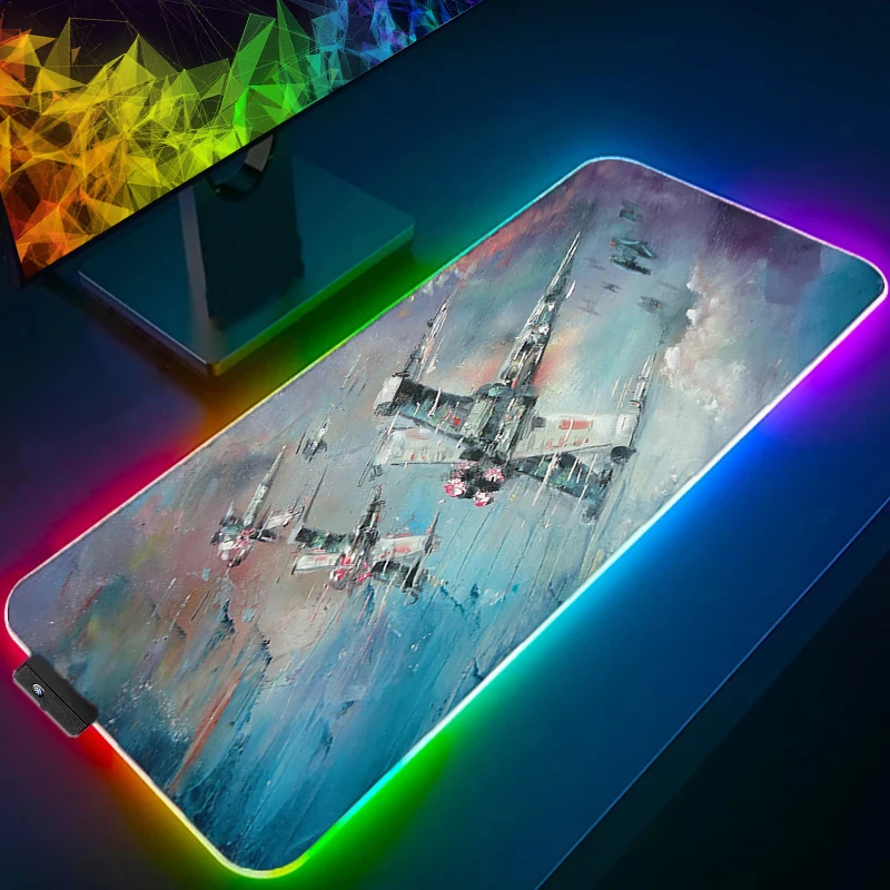 

RGB LED Mouse Pad Gaming Mousepad Rubber S-star W-wars Mouse Mat Gamer Desk Mat Mechanical Keyboard Classic Desk Pads Mousepads