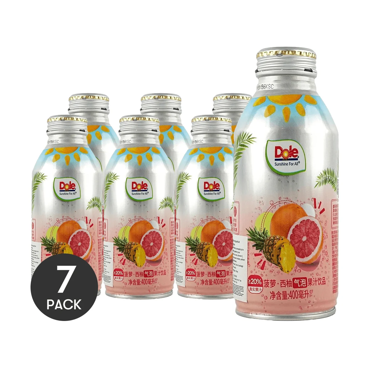 Jugo brillante de pomelo de piña DU LE, 7 paquetes, 13,53 floz * 7 paquetes