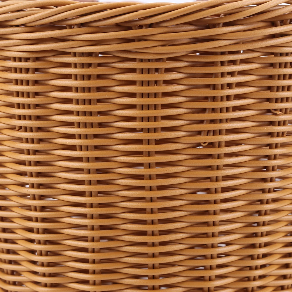 Bicycle Storage Pannier Bell with Leather Straps Hand-Woven Small Bicycle Basket Waterproofing Bicycle Imitation Wicker Basket