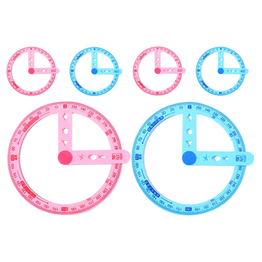 6Pcs 360 Degree Protractor Transparent Circle Measuring Tool for Students Math Learning Drafting Ruler Geometry Set Office