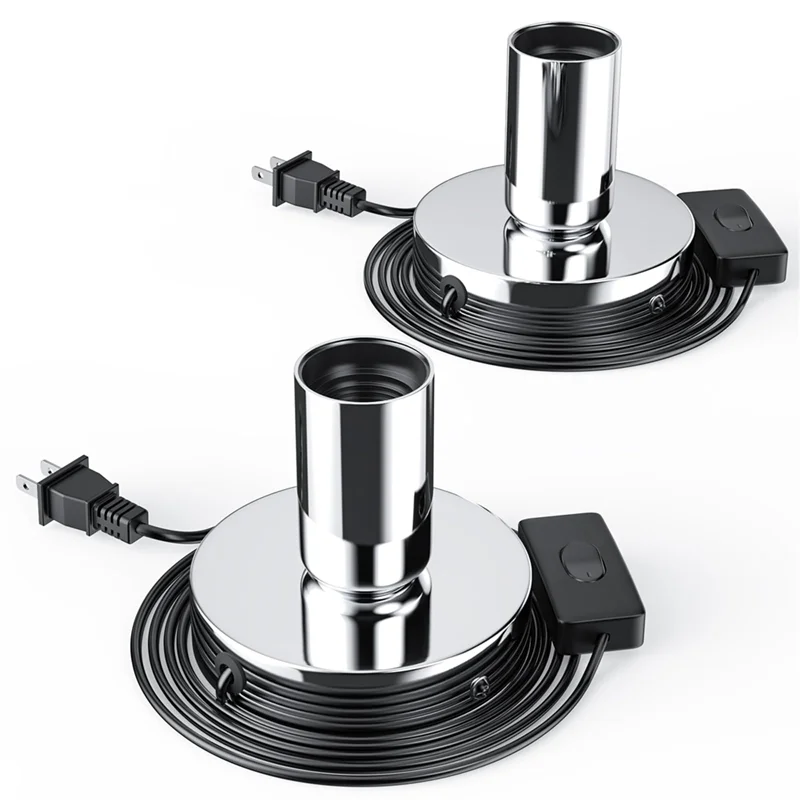 ABPQ-2 pezzi portalampada da tavolo/appendiabiti in metallo lucido E26/E27 base lampada, presa di prolunga lampadina a vite spina americana