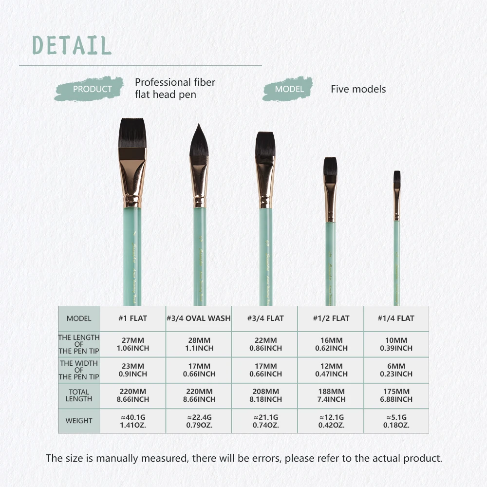 SeamiArt 1pc Flat Nylon Hair Crystal Handle Artist Painting Brush for Watercolor Gouache Acrylic Oil Art Supplies